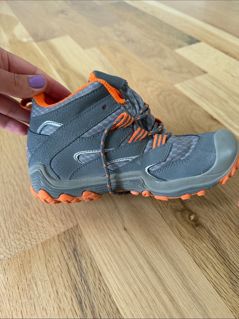 Merrell Kids Gray and Orange Trail Sneakers Hiking Shoes - Picture 8 of 12